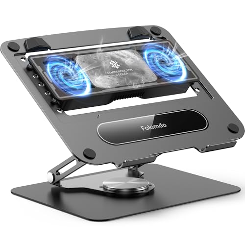 Image of Adjustable Laptop Cooling Stand with Detachable Thermoelectric Cooler, 360 Rotation Base, Solid Carbon Steel, 20Db Ultra-Quiet, 2-Power Peltier Cooling Pad for Laptop up to 16-inch