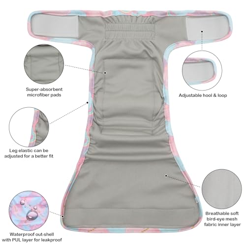 Image of Female Dog Diapers Reusable No Tail Hole Period Panties Washable 3 Pack Diapers Female for Docked-Tail Frenchie French Bulldog Boston Terrier Without Tail U-WWD07L