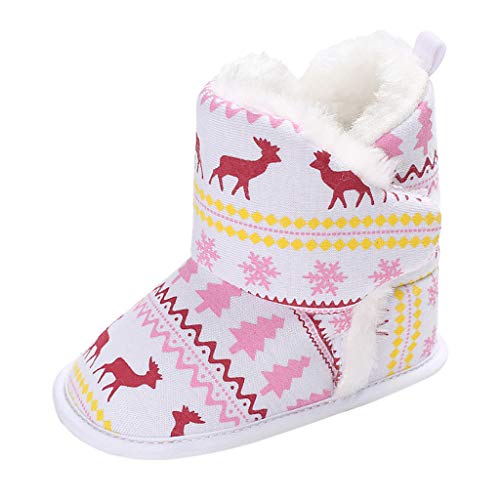 Shan-S Infant Toddler Booties Christmas Baby Boys Girls Winter Warm Soft Sole Anti-Slip Crib Shoes First Walkers Snow Shoes Prewalker