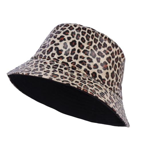 Image of Unisex Black Bucket Hat Waterproof Rain Hat Reversible Shiny Rave Bucket Hat for Concert Festival