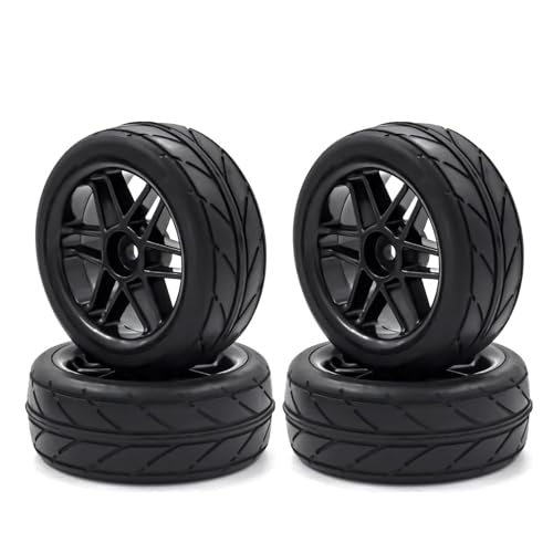 4pcs Hard Plastic 1/10 RC On-Road Solid Wheels and Tires 12mm Hex for HSP for Tamiya TT01 TT02 RC Drift Rally Car