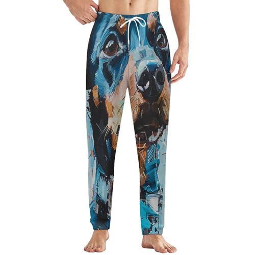 Dachshund Dog Print BlueMen's Winter Loose-fitting Trousers for Indoor And Outdoor Use