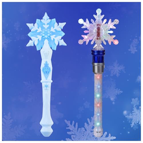 Fleeting Time Light Up Frozen Snowflake Wand Princess Wand Light up Wands for Kids Magic Princess Sensory Toys Party Accessory for Cosplay Masquerade Christmas & Birthday Gift. (Blue)