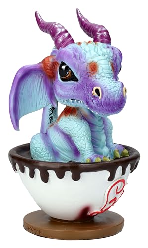 Figurine dragon bleu-violet de Ruth Thompson, statue décorative en tasse de 13,5 cm