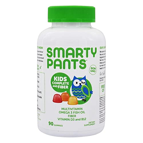 Smartypants Kids Formula & Fiber Daily Gummy Vitamins: Gluten Free, Multivitamin & Omega 3 Fish Oil (Dha/Epa), Fiber, Methyl B12, Vitamin D3, Vitamin B6, 90 Count (22 Day Supply) - Packaging May Vary #TOP4