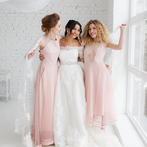 DUOBAO Crystal Rhinestone Applique Silver Wedding Sash Bridal Belts Pearl Appliques Handmade Rhinestones Belt With two 300cm Ribbons for Prom Bridesmaid Dress(9.8INx3.6IN/24.5cm x 9cm)2