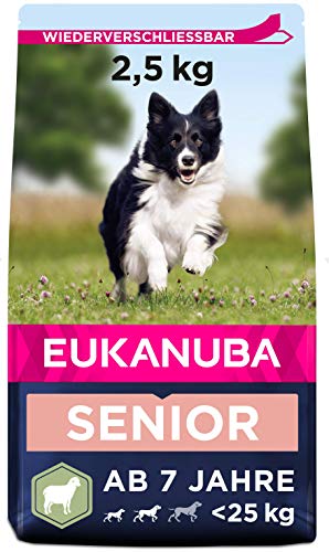 Eukanuba Hundefutter mit Lamm & Reis für kleine und mittelgroße Rassen - Trockenfutter für Senior Hunde, 2,5 kg