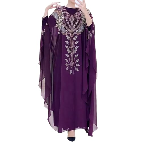 Eauptffy Robe musulmane Abaya à manches longues pour femme - Robe de prière Abaya - Satin - Caftan marocain - Vintage - Longue - Dubaï - Caftan - Abayas -...