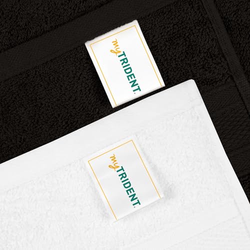 Image of MYTRIDENT Soft Comfort Air Rich Towel 100% Cotton Hand Towel for Daily use, 500 GSM Highly Absorbent Towels for Men /Women, 4Pc Hand Towel Set (41 cm X 66 cm), Black and White