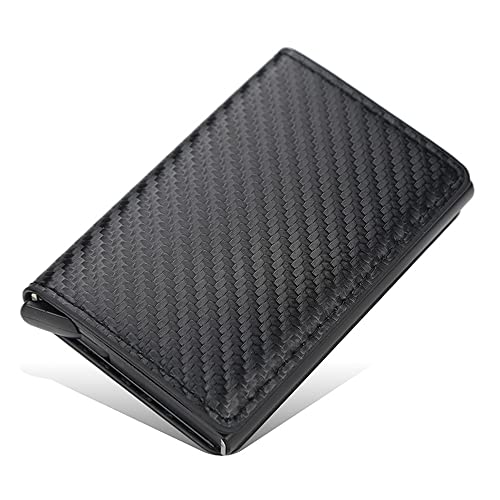 Étui pour cartes de protection RFID - Slim Wallet Carbon - Pour homme et femme - Jusqu'à 8 cartes - 5 couleurs, Noir Cover