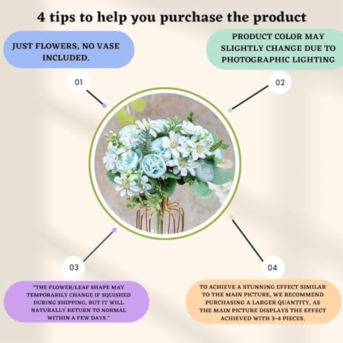 Image of SATYAM KRAFT 1 Pcs Artificial Peony Rose Flower Bouquet Bunch for Home Decor, Office, Bedroom, Balcony, Table Display, Wedding Decoration (Without Vase Pot) (Peach)