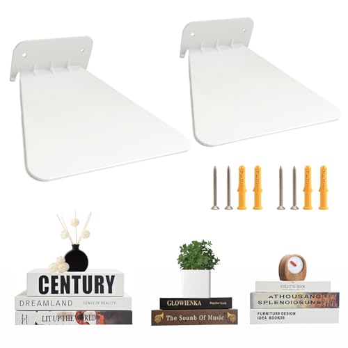 Metal Invisible Concealed Bookshelf Set of 2 (White)