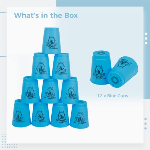 Joyibay 12Pcs Sports Stacking Cups, Fast Paced Fun Game For Challenge Competition, Speed Training Game, Travel Party Gift For Kids And Adults, Blue #TOP4