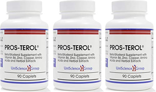 Pros-TEROL (3 Bottle kit), Prostate Relief with 900 mg Plant Sterols with Pumpkin Seed, Stinging Nettle Root, Ginger Root, Licorice Root Extracts 90 Caplets