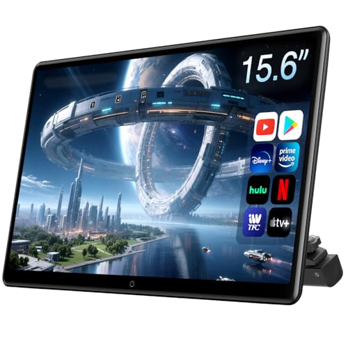 15.6inch Android 13 Headrest Monitor Car TV Touchscreen Entertainment System for Backseat,Support Phone Wireless Mirroring Sync Screen HDMI Bluetooth USB SD 4K Video Playback (2G+32G(1PC))