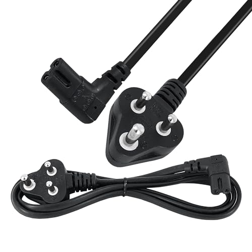 Image of WeFly 1.5 Meter 2 Pin 90 Degree Power Cord Cable 18AWG for Laptop Adapter, Camera, Printer, Charger Black (1.5 Meter 2 Pin)