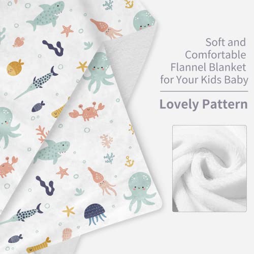 Toddler Baby Blanket For Boys And Girls, Lovely Ocean Animal Baby Blanket, Soft Fleece Ocean Animal Blanket For Toddler Baby Boys And Girls, Ocean Blanket For Baby Shower 30’’X40’’ #TOP1