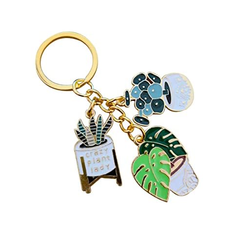 Meimimix Cute Fashion Keychain Ladies Succulent Potted Succulent Shaped Keychain Golden Car Keychain Jewelry for Friends Cover