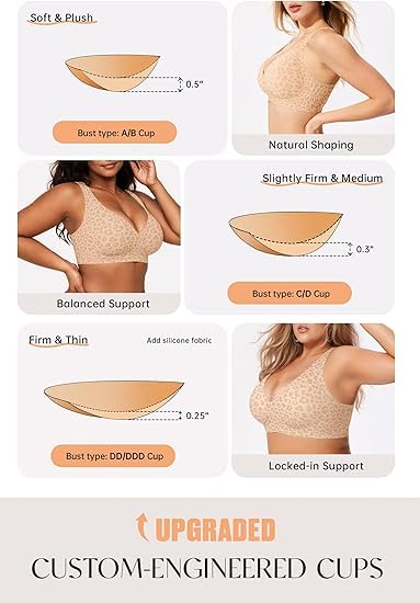 Image of JellyLift Seamless Wireless Jelly Bra for Women | No Underwire, Deep V Invisible T-Shirt Bra | 360 Jelly Support, Adjustable Straps | S-3XL