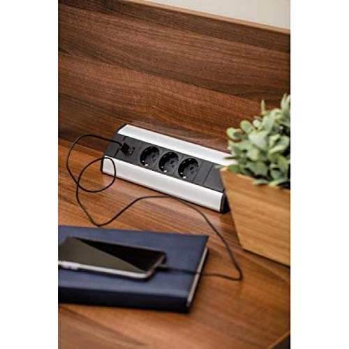 Gniazdo narożne 3 gniazda + 2 kabel USB 1,5M 16A.230V 2P+T srebrny