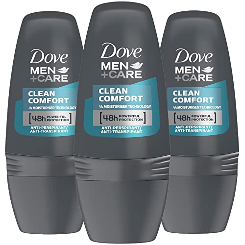 Dove Men Clean Comfort Anti-perspirant Deodorant Roll-on 50ml (1.7 Fluid Ounce). (Pack of 3) by Dove