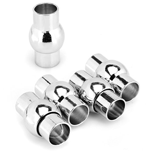 Aprilsky Jewelry Findings Plated Rhodium Intgral Leather Cord End Magci Magnetic Clasp Hole Size 5mm 5pcs / Pack