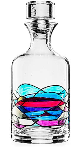 Artisanal Hand Painted Glassware Gift For Mom, Wife, Friend - Artisanal Barcelona Hand Painted Whiskey & Wine Decanter Set, Rennesance Romantic Stain-Glassed Windows Glasses - Mothers Day #TOP5