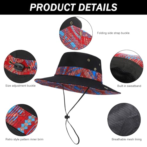 Image of GUSTAVE Sun Hats for Men Wide Brim Summer Sun Protection Cap for Men UV Protection Round Sun Cap for Hiking, Fishing, Gardning, Travel