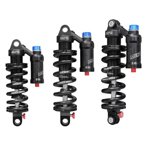 MEROCA Adjustable Air Spring Coil Over Shock Absorber for Mountain Bikes, 190-265mm, 550LBS Spring, Rebound, Compression, Preload, and Air Pressure (200-300 PSI) Fits MTB/Downhill/eBikes