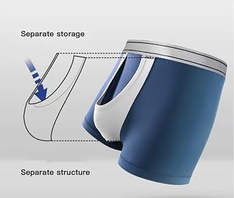 Men's Boxers Briefs Dual Pouch Sweat Absorbing Underwear Separated Pouch Trunks