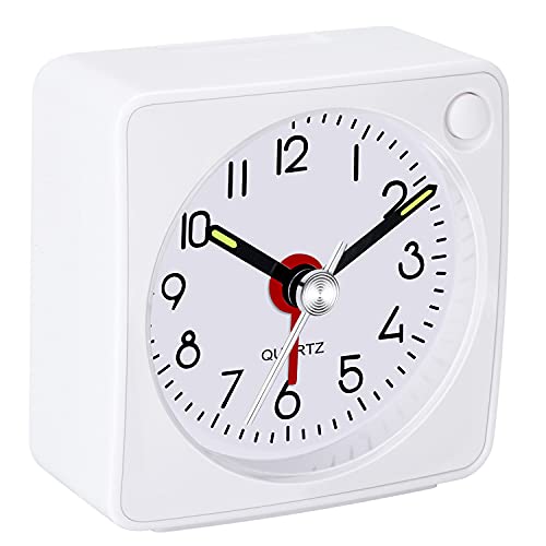 Image of Travel Analog Alarm Clock, 2.25 inch, Ultra Small Clock with Snooze and Light Function, Super Silent Non Ticking, Battery Operated, Easy Setting