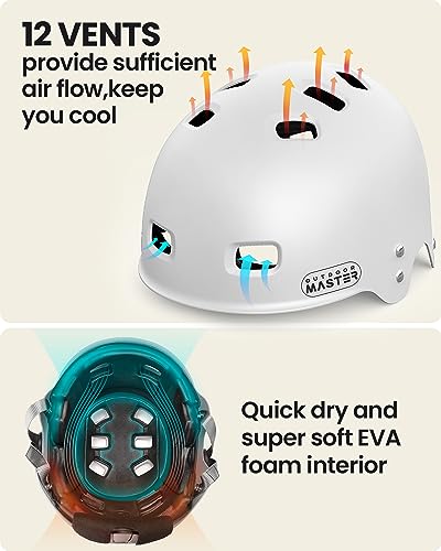 Image of OutdoorMaster Kayak Helmet, Wakeboard Helmet Whitewater Helmet Men Women, Water Helmet with Ear Pads, Surf Helmet 12 Vents Dial Fit Adjustment Longboard Helmet, Perfect for Kayaking, Boating