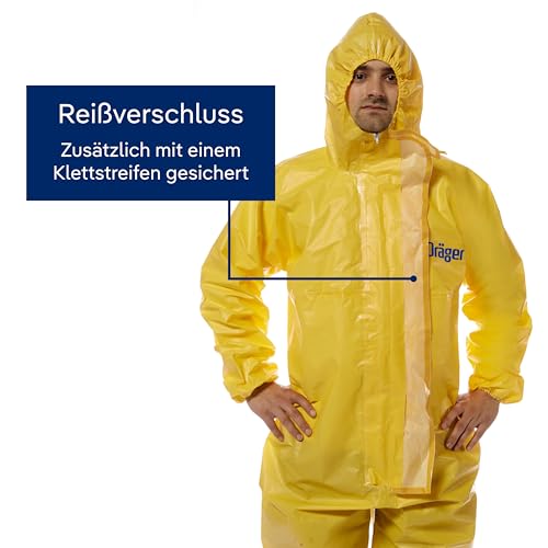 Dräger SPC 4400 CPM Einweg-Schutzanzug gegen Staub und Flüssigkeiten | hohe Beständigkeit gegen Farbe & Chemikalien | Gr. L