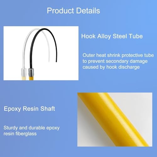 High Voltage Insulated Rescue Hook - Fire Electrician Safety Tool, Anti-Electrocution Fiberglass Hook for Emergency Response & Pool Rescue, Durable and Reliable Emergency Care Equipment