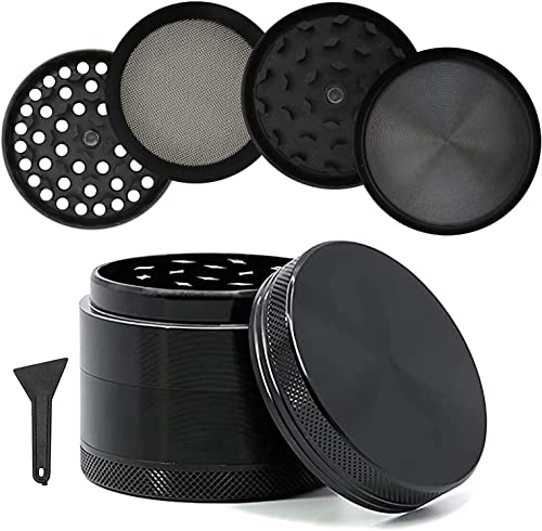 TXG Moledor de Especias Metálico, 40mm de Diametro Grinder Moledor de Especias, Molino de Cacao en Grano con Filtro, Triturador de Duradero Aleación de Zinc (Plateado Oscuro)