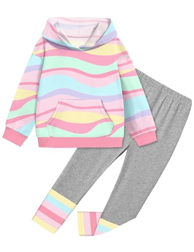 Toddler Girl Clothes Tie-Dye Stripe Color Block Toddler Girls Clothes Little Girls Kids 2pcs Outfits Hoodie Leggings