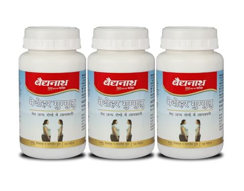 Image of Baidyanath Ayurved Medohar Guggulu Tablets, Enriched with Guggulu, Chitrakmool and Nagarmotha- 120 Tab (Pack of 3).
