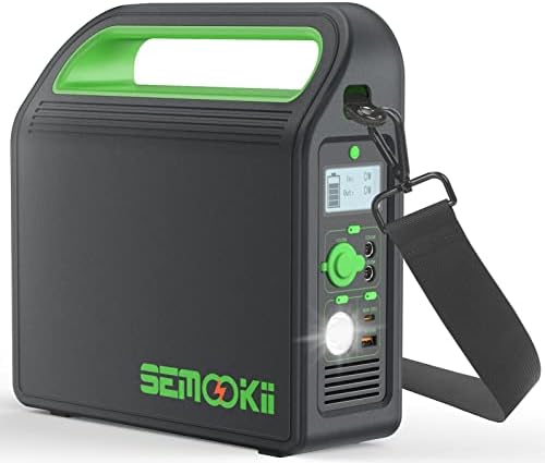 Semookii Portable Power Station 300W, 288Wh Lithium Battery Backup Power Supply with Pure Sine Wave AC Outlet, USB-C PD60W, LED Light Solar Generator with Shoulder Strap for Camping Travel Hunting Emergency CPAP