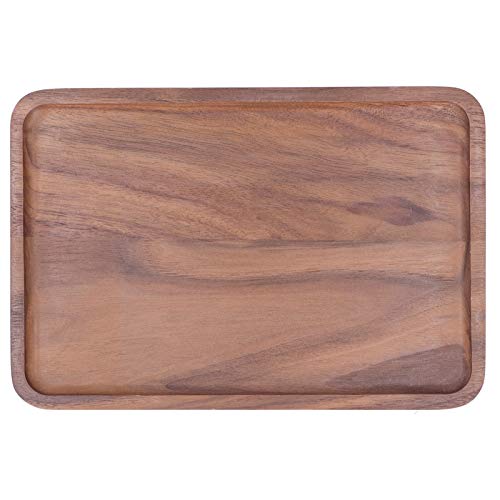Plato de servicio de nogal, plato cuadrado de madera para frutas, bandeja ecológica para postres, plato de servir para barbacoa de madera natural con diseño moderno y elegante, (25*17*1.5)