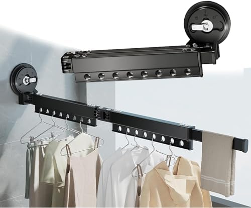 LOOKMINT Clothes Drying Rack Wall Mounted with Suction Cup, Laundry ...