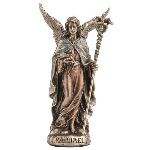 Veronese Design 4 Raphael L'Archange de Guérison Polystone Peint à la main Finition bronze Figurine de collection Décoration d'intérieur