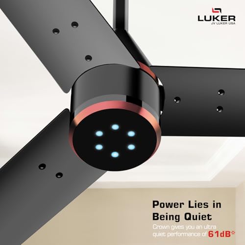 Image of LUKER JVLuker USA Crown 1200mm BLDC Ceiling Fans with Remote, BEE 5 star Rated Energy Saving Ceiling Fan for Living Room, High Air Delivery, Black-Black-Black-Copper