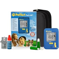 PetTest PetLink+ Glucose Monitor Kit for Dogs and Cats, Wireless App Sync | PetLink+ Wireless Meter, 25 Sealed Test Strips, 25 Safety Lancets, Carrying Case, Auto Sync to App, Dogs and Cats