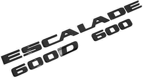 Paquete de 3 emblemas Escalade 600 600D para puerta trasera elevadora 3D 84787581 23440294 84740919 compatible con Escalade (negro brillante)
