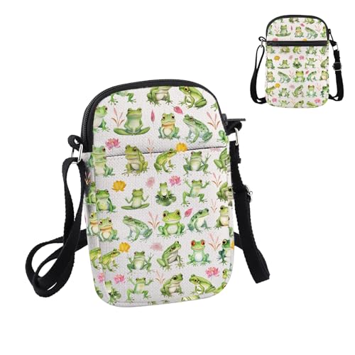PWHAOO Frog Lover Gift Cute Frog Design Crossbody Bag Frog Design Travel Bag Frog Owner Gift
