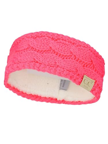 C.C Children's Kids' Winter Warm Cable Knit Fuzzy Lined Ear Warmer Headband Candy Pink