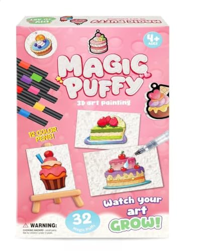 Image of MZYTOZA Magic Foam Texture Painting Kit - 3D Art Craft Magic Puffs Paint Kit, 15 Mess-Free Paint by Number Craft for Kids (Pink)