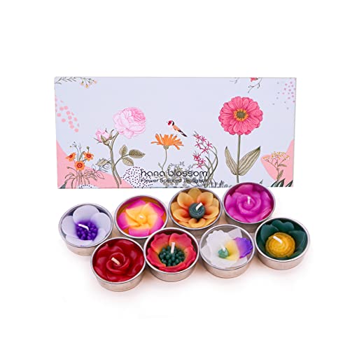 Hana Blossom Hecho a Mano Fairtrade Flor perfumada Tealight Velas en Diversos diseños y Colores Regalo Conjunto, Conjunto de 8 Cover