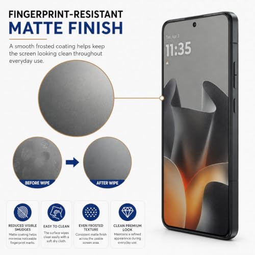 Image of FIRST MART Matte Anti-Glare Tempered Glass for Motorola Edge 70 Max With Installation Kit | Military-Grade Gaming Screen Protector & Cable Guard | Edge to Edge Coverage | Black