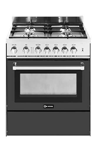 Verona Vefsgg304Ne 30" Freestanding All Gas Range 4 Sealed Burners Convection Oven Storage Drawer Matte Black #TOP19